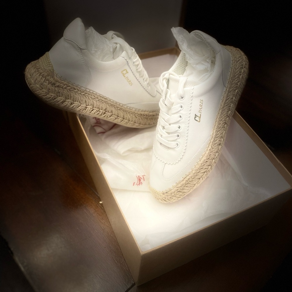 BRAND NEW…LEATHER Espasneak flat calf/toile Christian LouBoutin